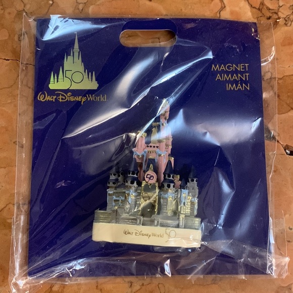 Disney Cinderella Sleeping Beauty Castle 50th Anniversary magnet NEW - Picture 1 of 2